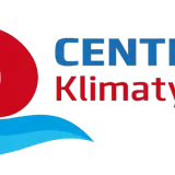 Logo "Centrum Klimatyzacji" z niebiesko-czerwonym symbolem i tekstem.