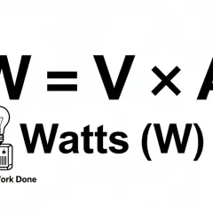 W = V x A. Moc (W) to iloczyn napięcia (V) i natężenia prądu (A).